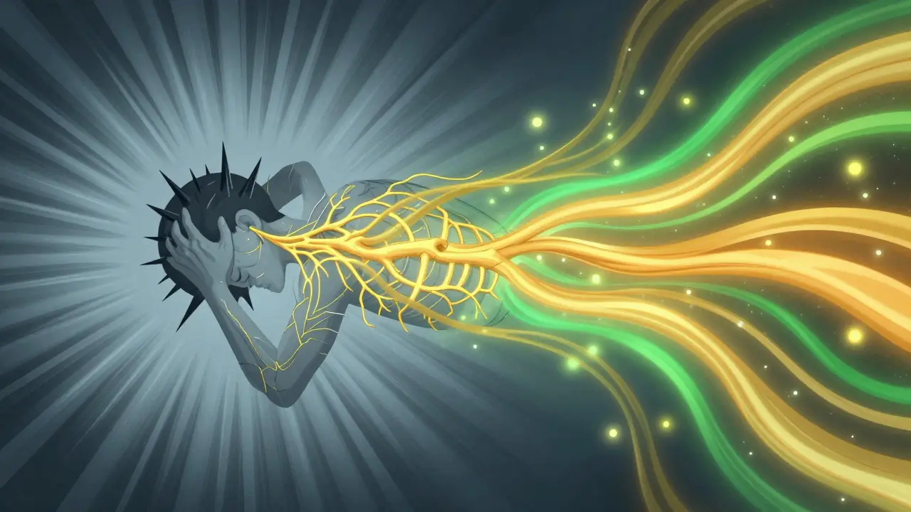 Konceptuální ilustrace přechodu těla ze stresového režimu do režimu regenerace.